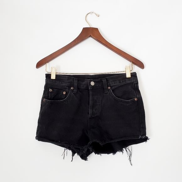 Levi's 501 Black Button Fly Cutoff Jean Shorts Size 25 - Picture 2 of 9